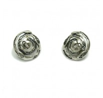 E000671 Sterling Silver Earrings Solid Spiral  925